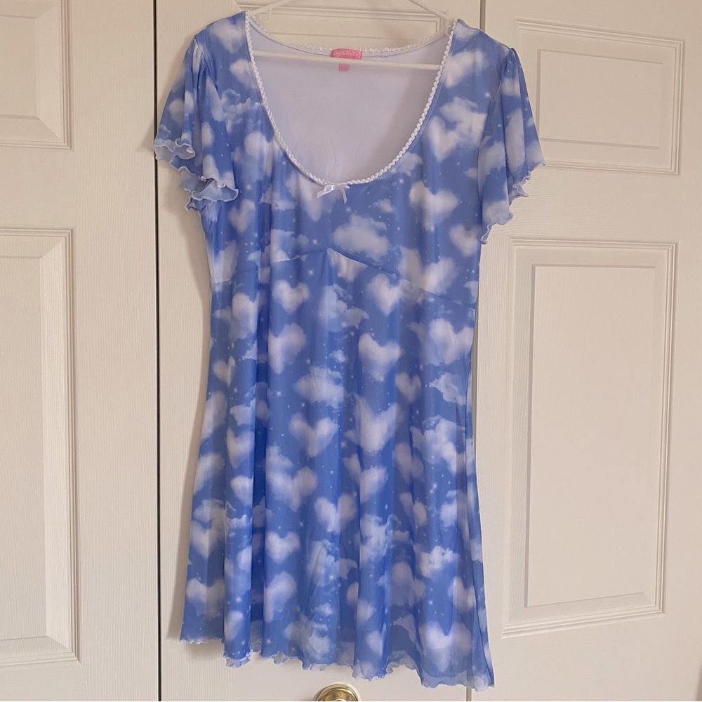 Sugar Thrillz Dreaming of You Cloud Print Baby Doll Dress - SIZE 2X